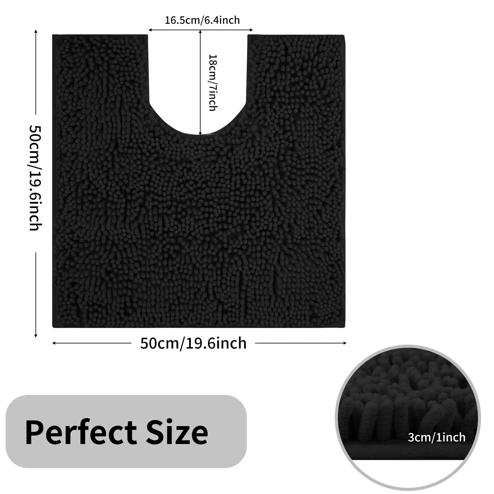 Luxury Chenille U-Shaped Toilet Rug – Soft Absorbent Non-Slip Contour Bath Mat