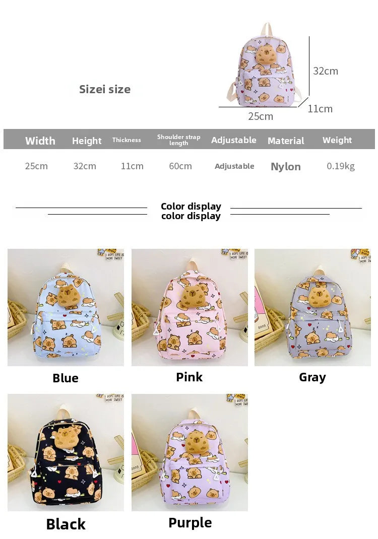 Capybara Backpack – Kids Nylon School Bag