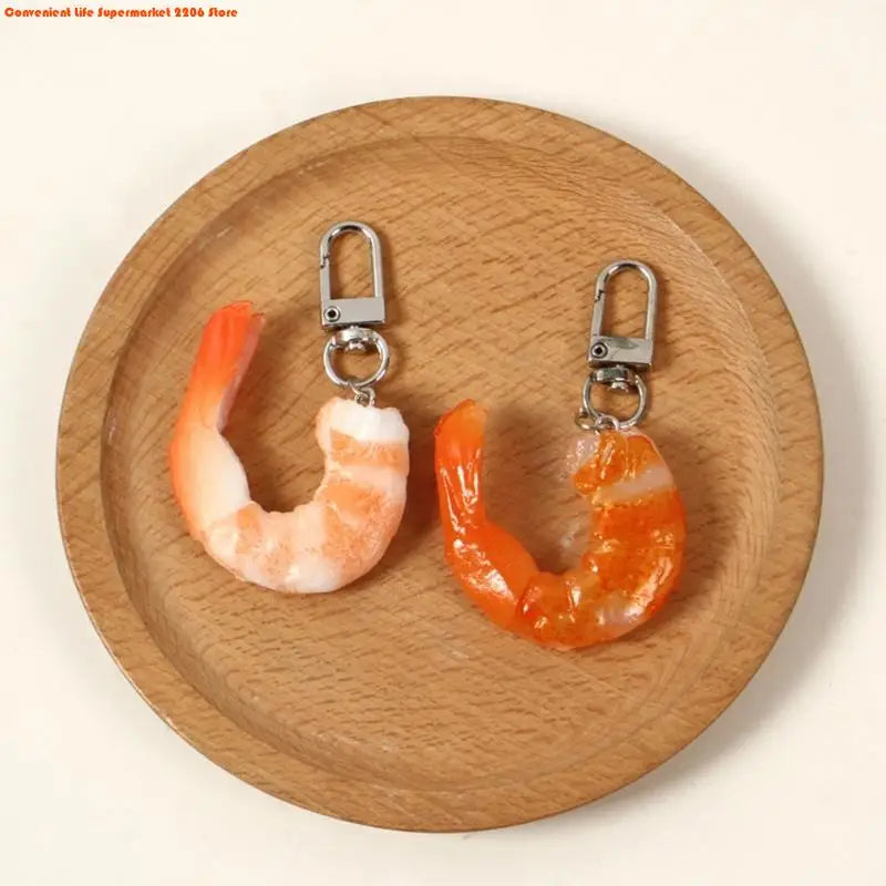 Funny Imitation Shrimp Keychain – Creative PVC Bag Pendant Key Ring for Women