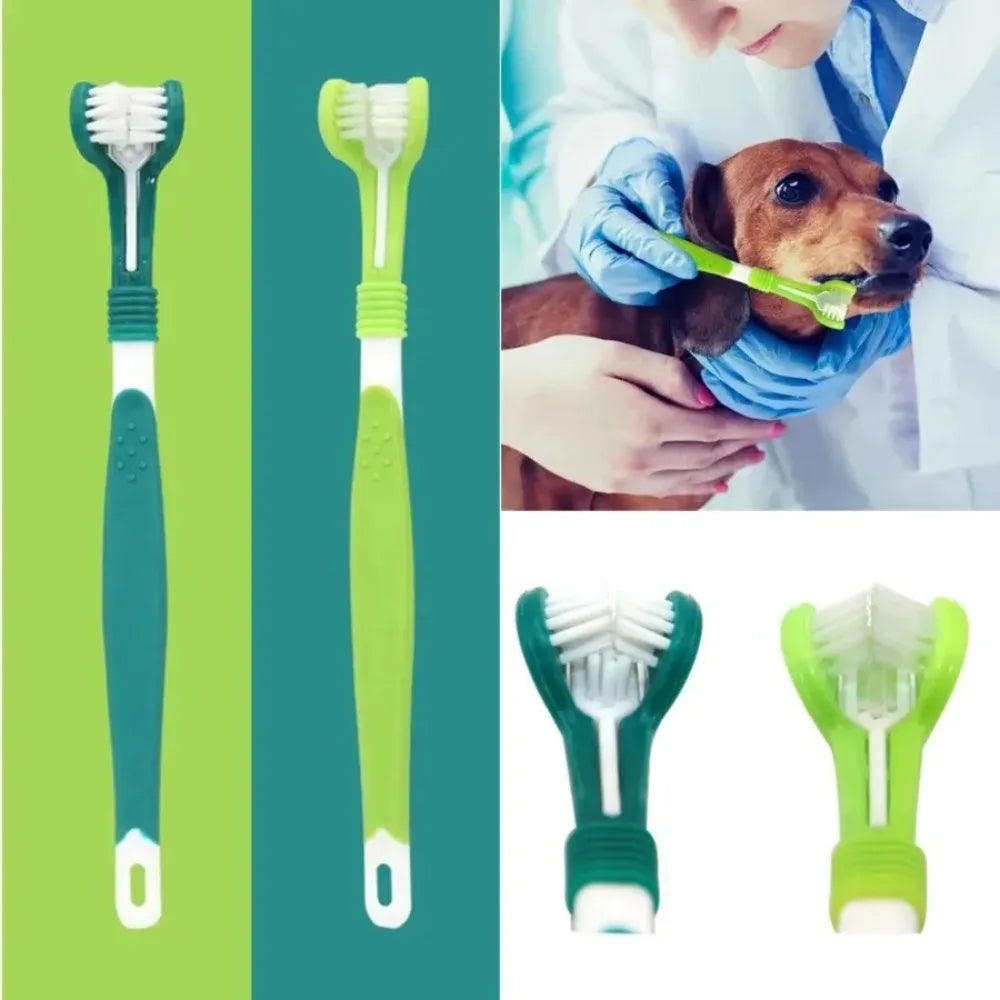 3-Sided Pet Toothbrush for Dogs & Cats