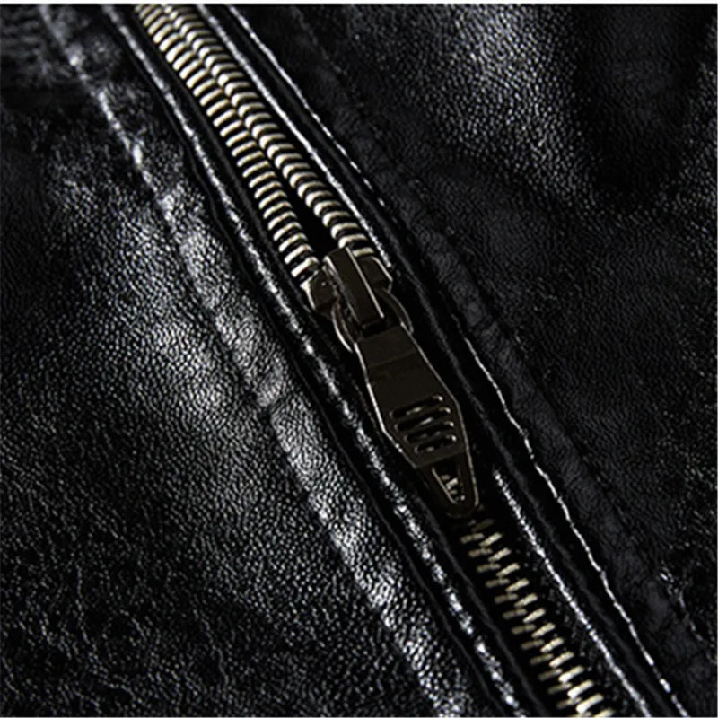 Men's Fleece-Style Faux Leather Jacket – Stand Collar