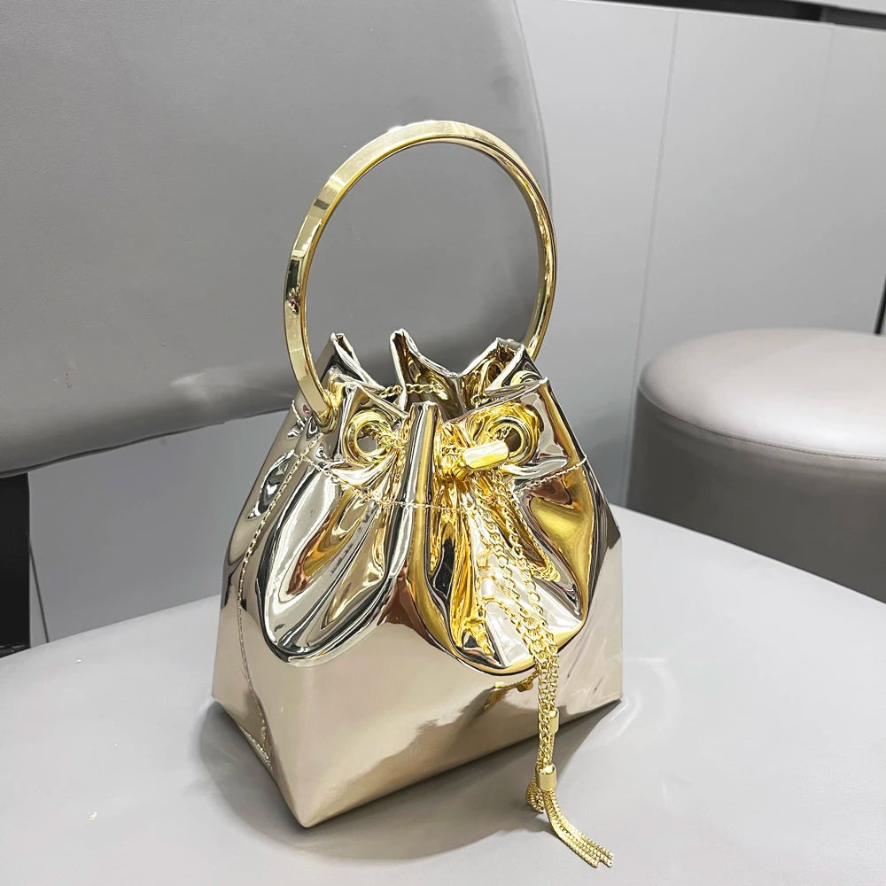 Luxury Evening Clutch Bucket Bag – Designer Shoulder Purse for Banquet & Party