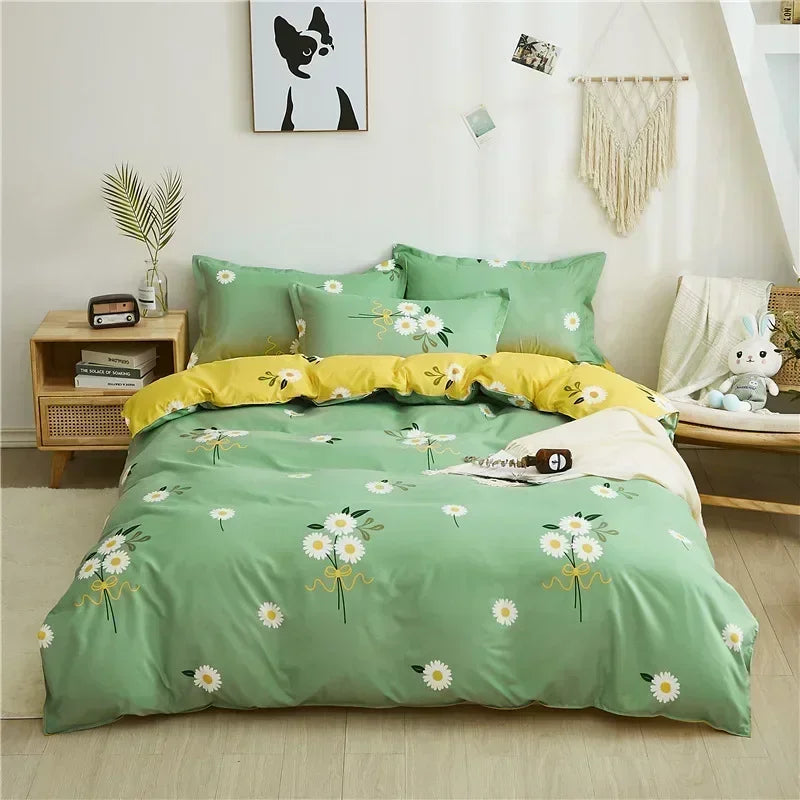 Cartoon Print Duvet Cover Set – Skin-Friendly 400TC Polyester, 3-Piece with 2 Pillowcases, 20 Designs & 4 Sizes