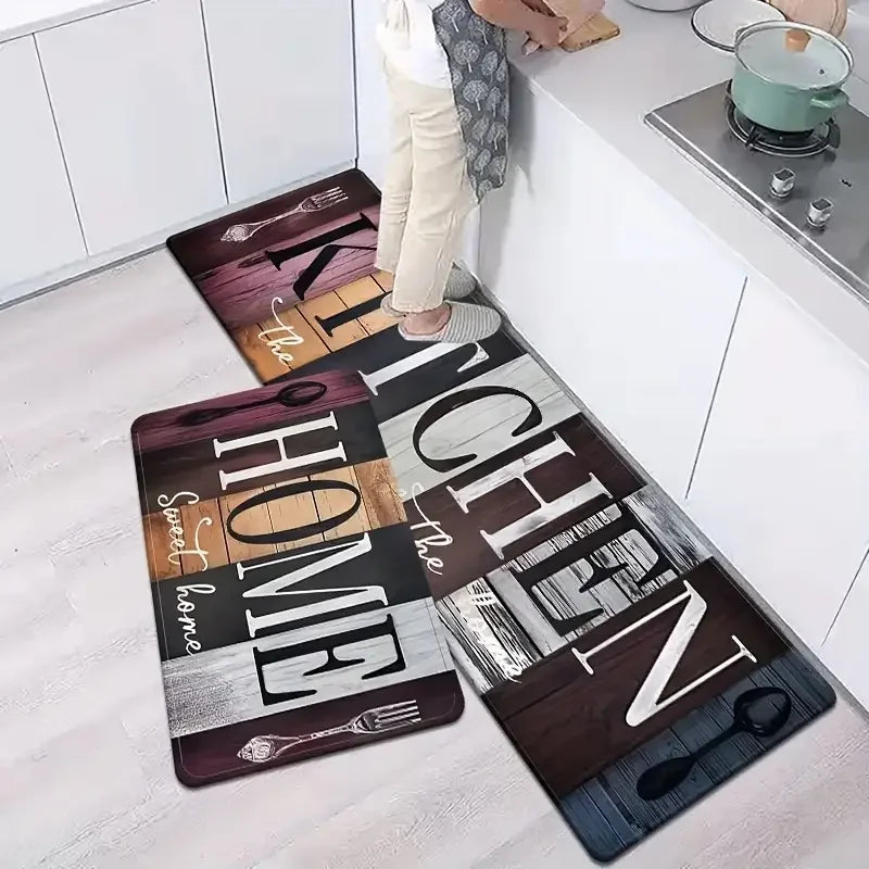 Vintage Wood Grain Kitchen Rug – Non-Slip Soft Mat for Kitchen, Hallway & Entryway
