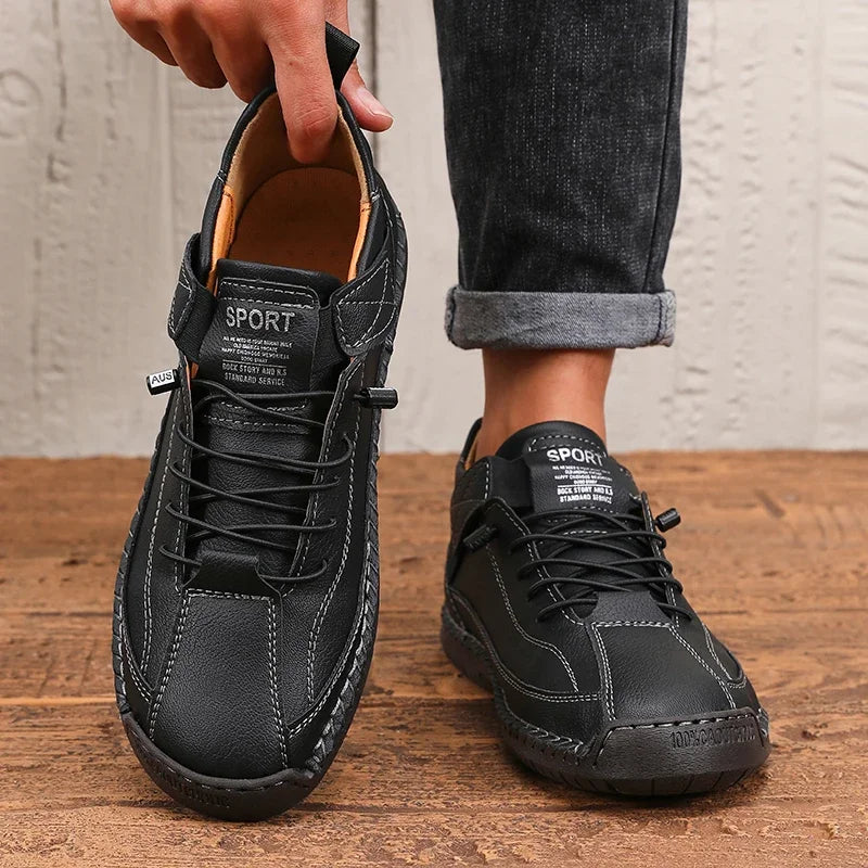 Faux Leather Lace-Up Casual Loafers
