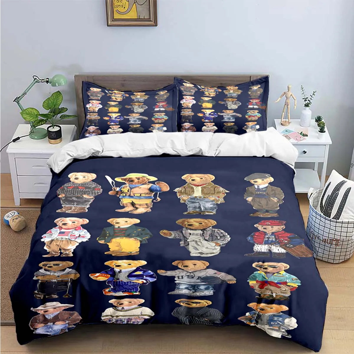 Fashion Bear Bedding Set | Cute Animal Print, Single to King Size, Adults & Teens Luxury Gift