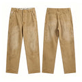 A pair of tan canvas work pants shown from both the front and back views on a plain white background.