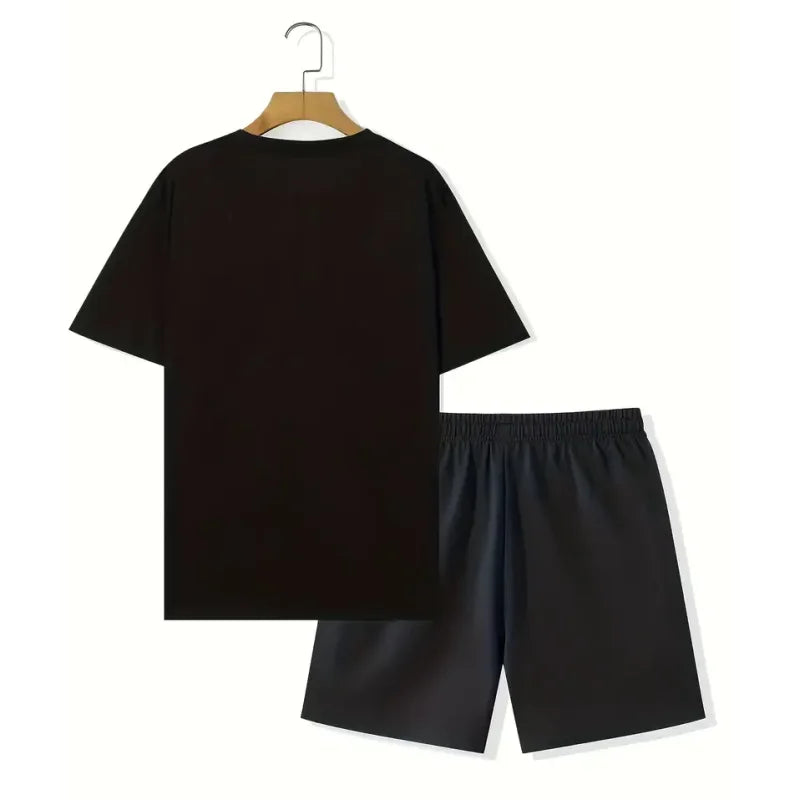 Men's Oversized 3D Print Crewneck T-Shirt & Drawstring Shorts Set