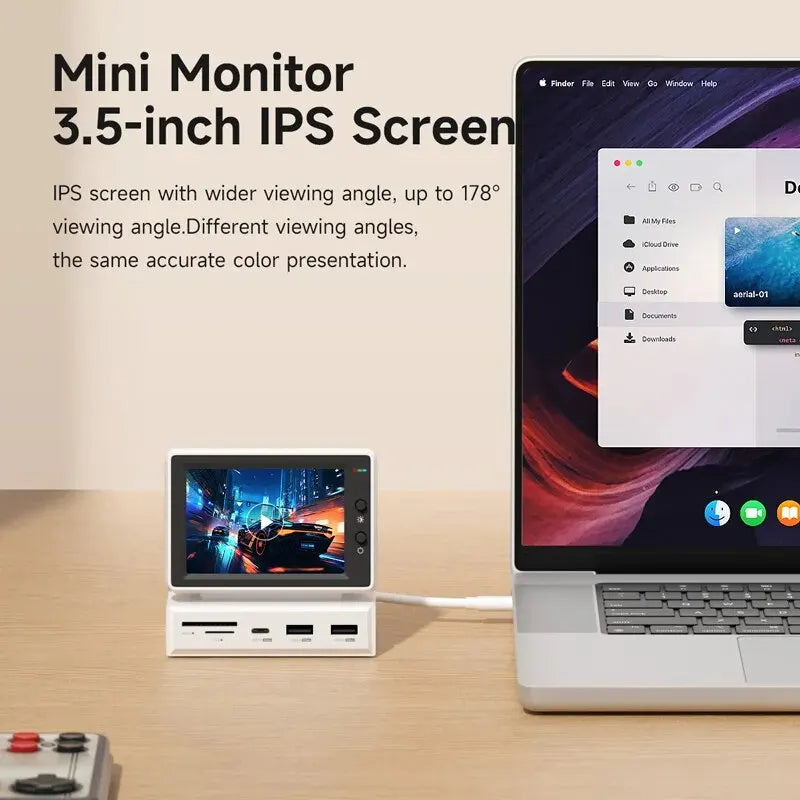 Hagibis 3.5-Inch IPS Mini Display & USB-C Hub