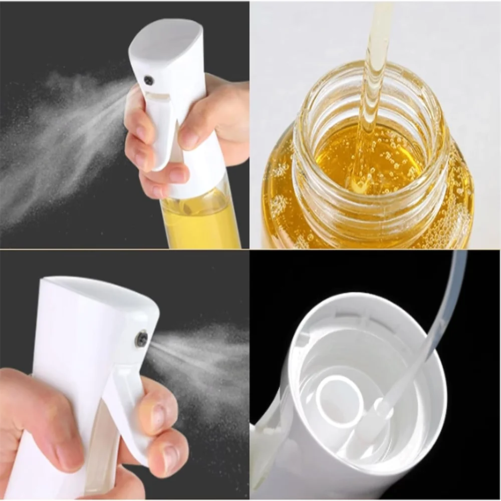 Spray Less. Cook Better. — Reusable Oil Mist Spray Bottle | Food Grade, Olive Oil & Vinegar Dispenser, 200/300/500ml, Black & White