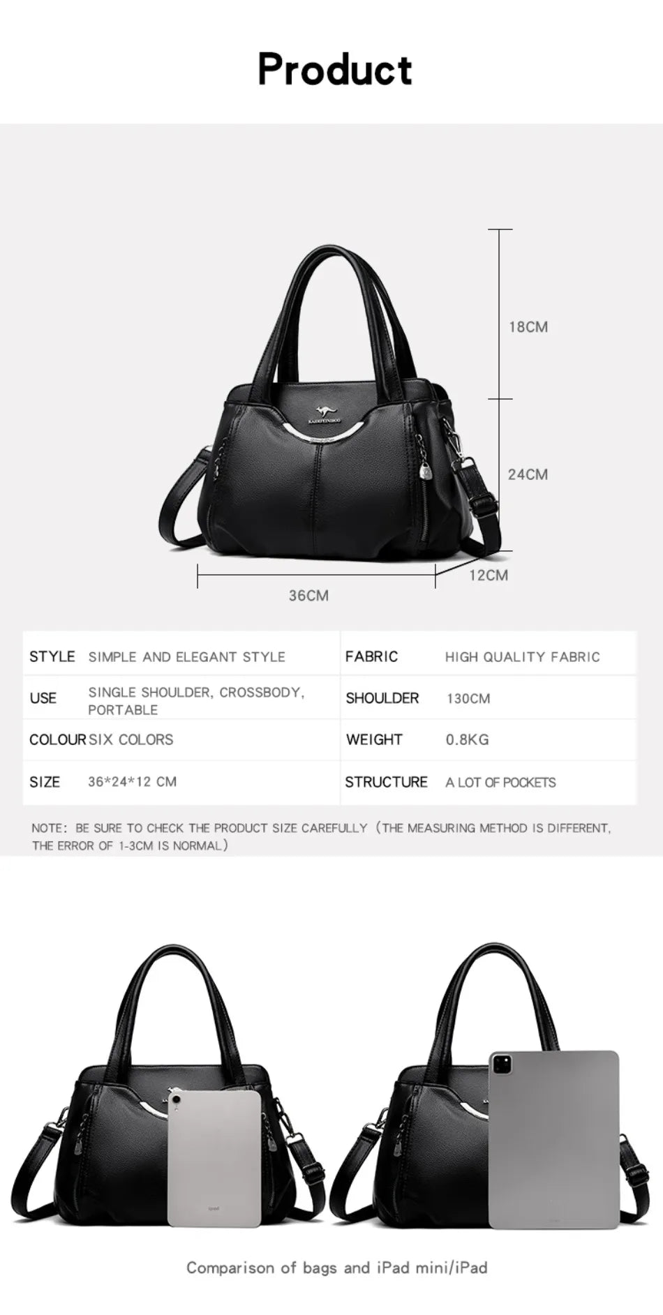 Genuine Leather Luxury Tote Crossbody Shoulder Bag – Large Casual Handbag for Women