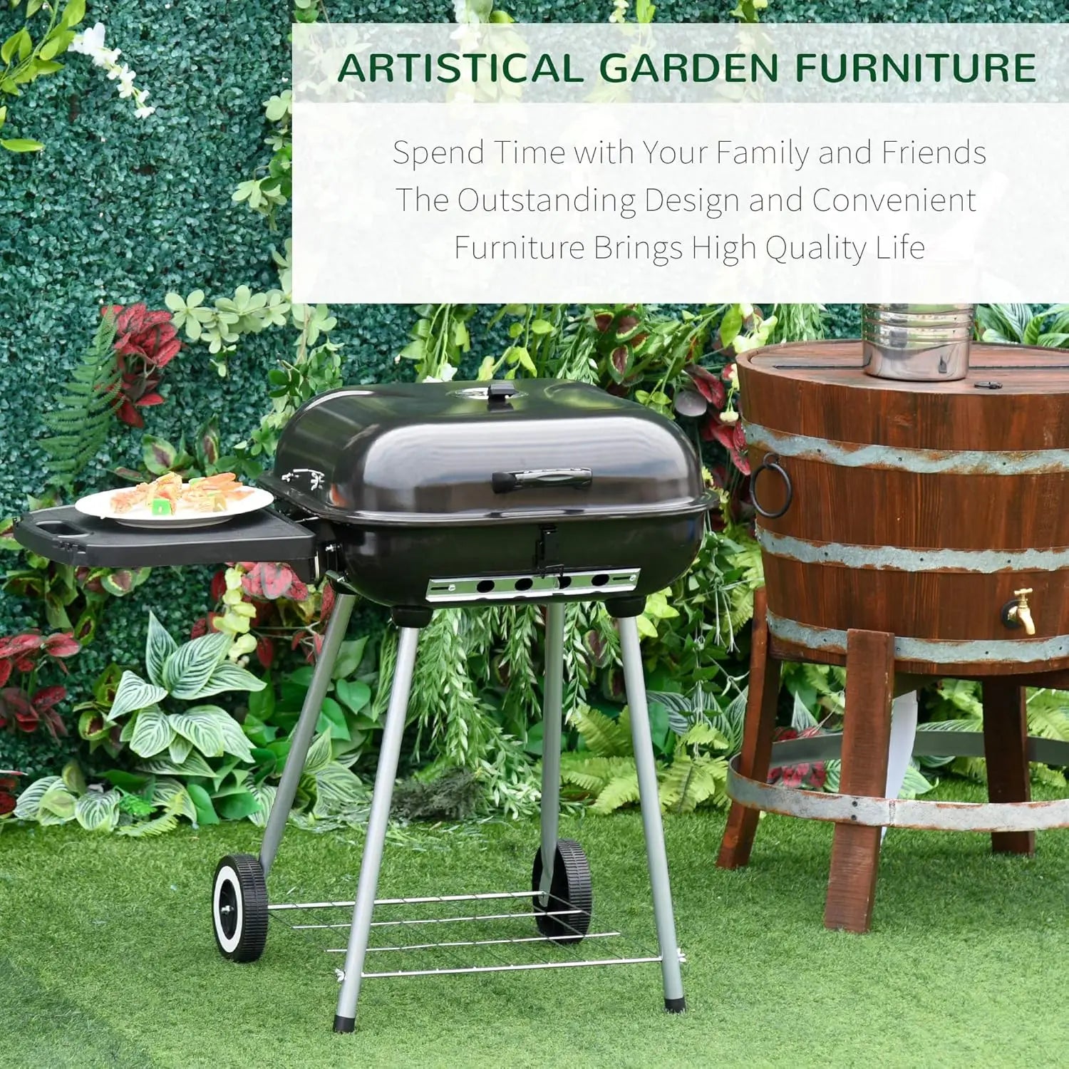 2-Burner Portable Propane Gas Grill | Foldable Side Tables, Warming Rack, Piezo Ignition, 370 Sq. In. Cooking Area