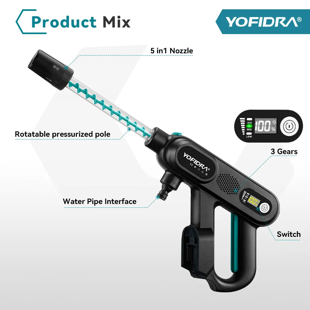 Cordless Pressure Washer – Brushless, 5-in-1 Nozzle