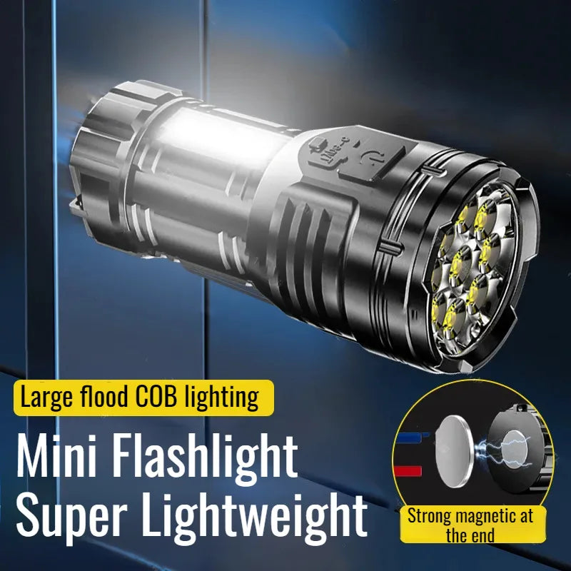 Mini LED Flashlight – USB Rechargeable, 10W, Adjustable Zoom, 100–200m, Waterproof Outdoor Torch