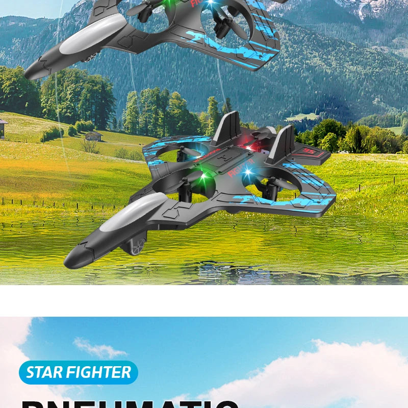 2.4G RC Stunt Foam Helicopter Jet Plane with Gyroscope & LED Light – Indoor Outdoor Toy
