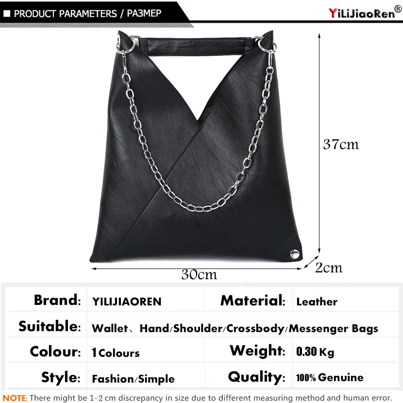 Luxury PU Leather Tote Bag – Large Capacity Chain Shoulder Bag for Women