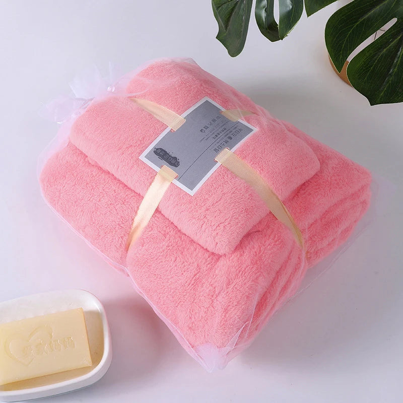 2-Piece Super Soft Coral Velvet Bath Towel Set – Highly Absorbent, Hotel & Spa Quality