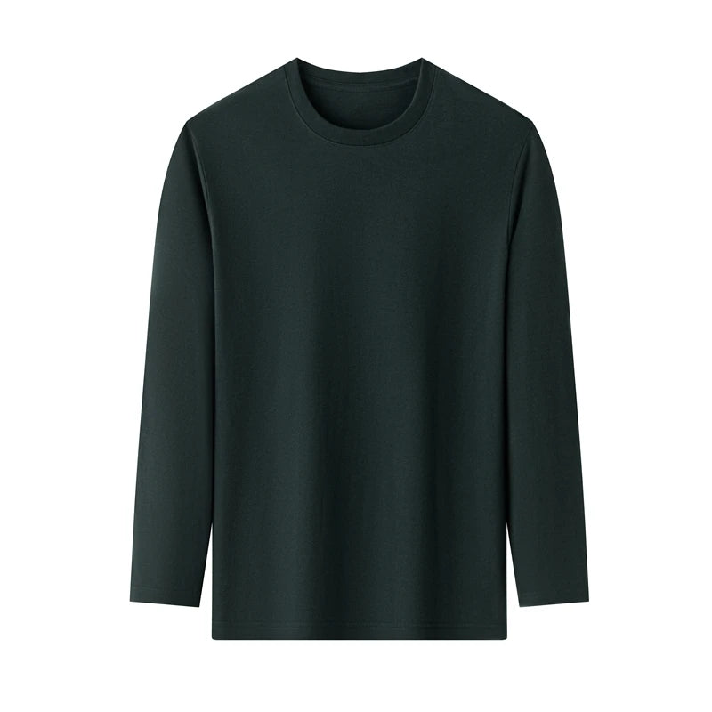 Men's Solid Color Round Neck Cotton Long Sleeve Tee — Everyday Essential