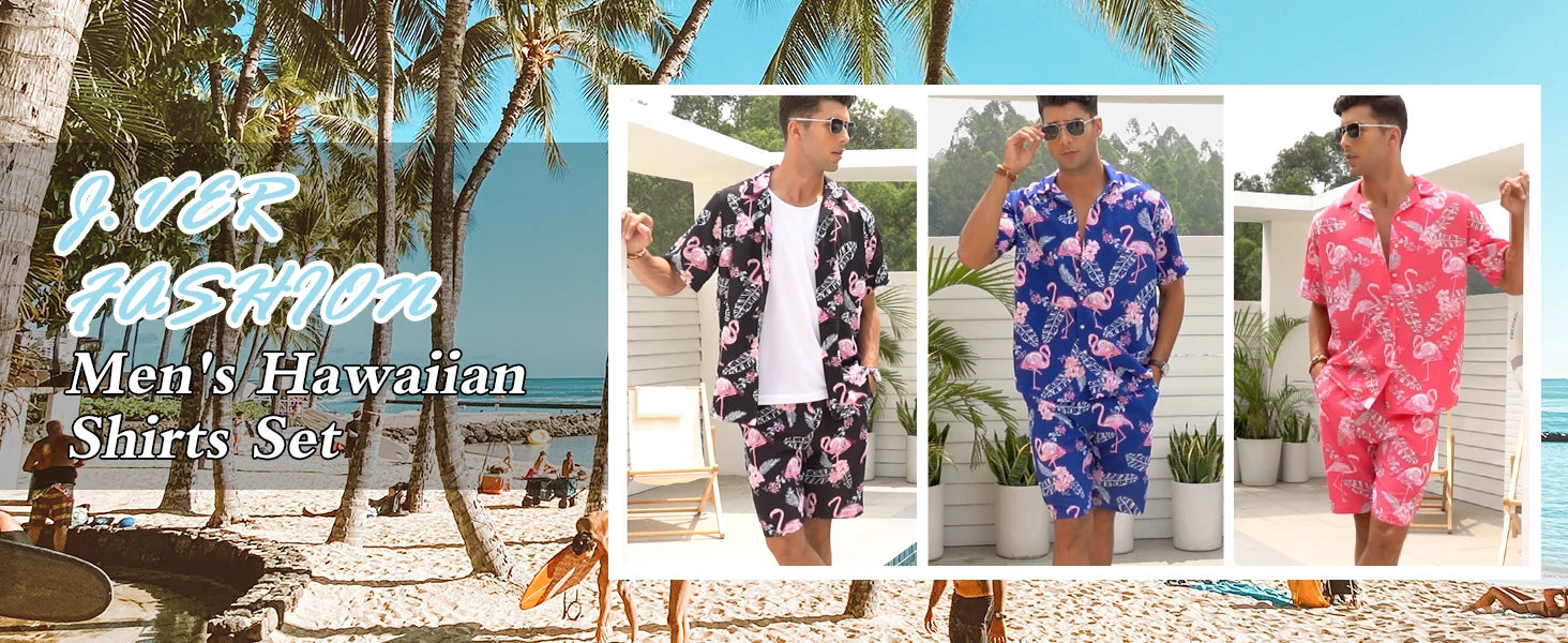 Men's Solid Color Button-Down Shirt & Drawstring Shorts Set – Hawaiian Beach 2-Piece