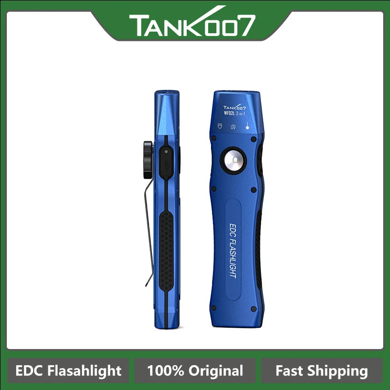 TANK007 WF02L 3-in-1 EDC Flashlight – White Light, 365nm UV & Green Laser, Magnetic Rechargeable