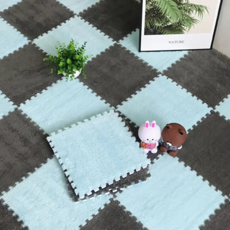 Soft Plush Kids Play Mat – Interlocking Foam Puzzle Carpet Tiles for Children, 10 or 20 Pcs