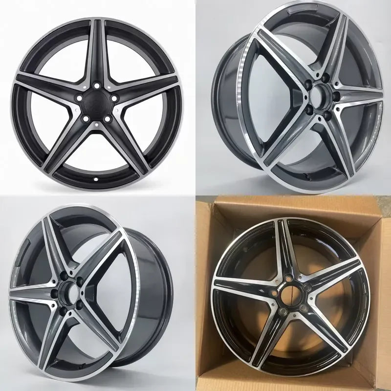 Five-Spoke Car Wheels – Black Machined Face, 5×112