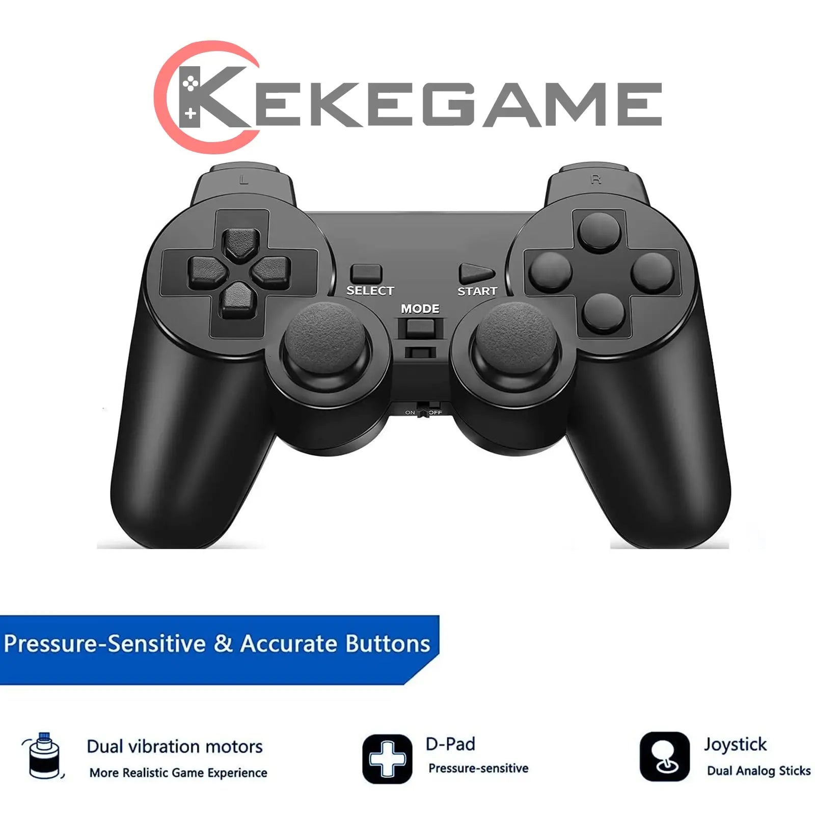 2.4G Wireless PS2 Gamepad – Dual Vibration Joystick Controller for PC & USB