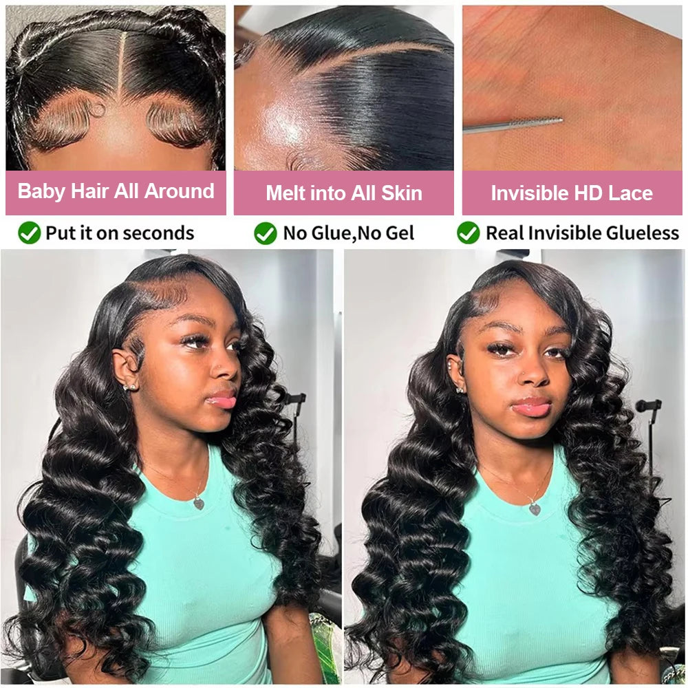 40 Inch Loose Deep Wave Lace Front Human Hair Wig Brazilian Nature Wave Curly Wigs Human Hair 13x6 HD Lace Frontal Wig For Women