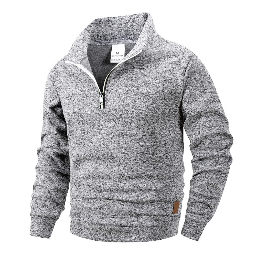 Men's Half-Zip Stand Collar Knitted Pullover — Smart Casual Knitwear
