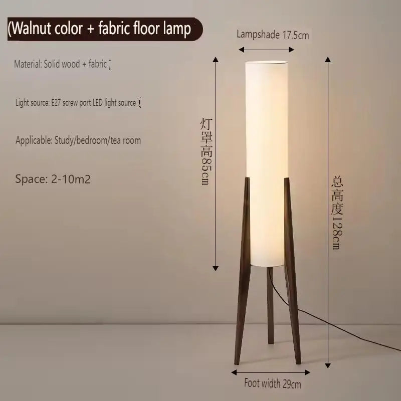 Wood Floor Lamp – Slim Fabric Shade Design