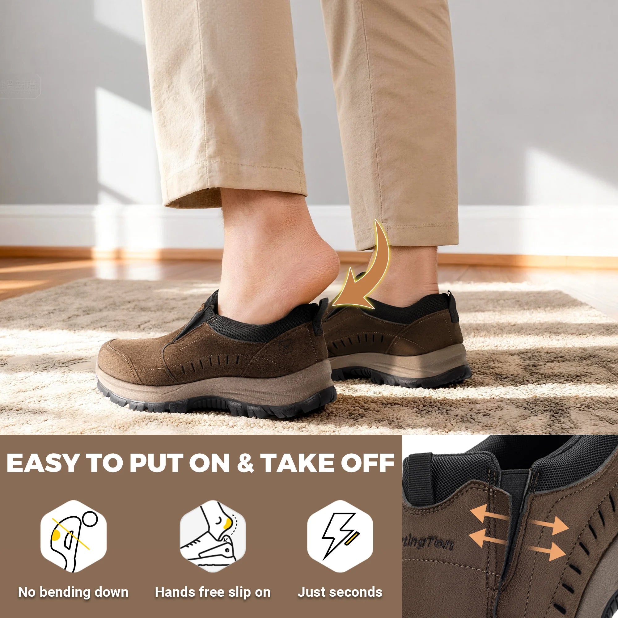 Men's Slip-On Loafers – Lightweight Business Casual Shoes with Arch Support