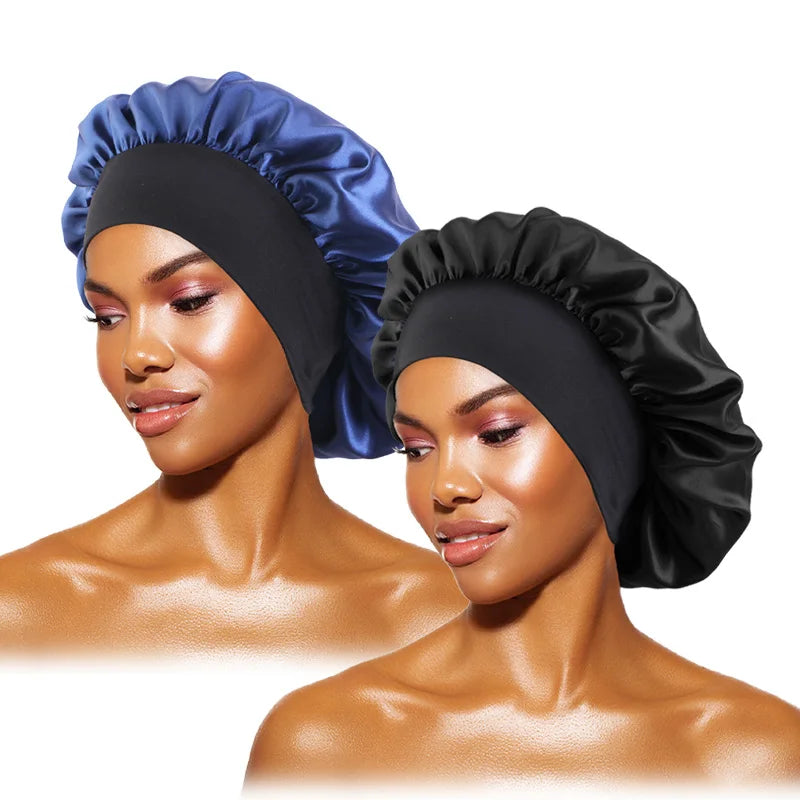 Satin Sleep Bonnet — Wide-Brim Hair Care Cap
