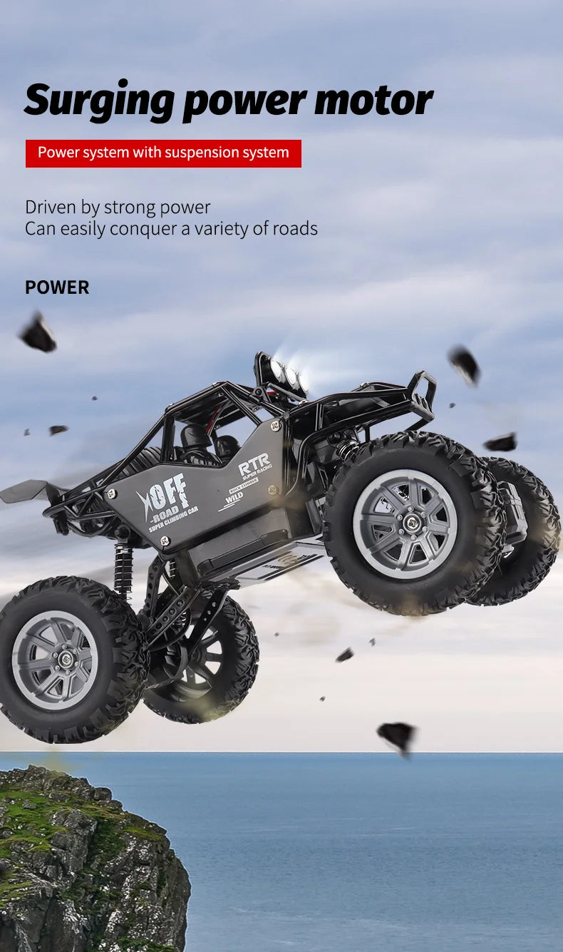 ZWN 1:16 / 1:20 Scale 2WD RC Off-Road Climbing Car with LED Light – Outdoor Kids Gift