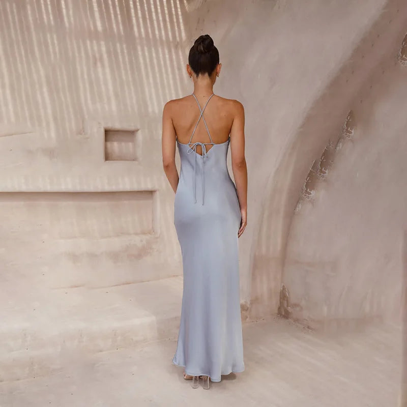 Sleeveless Backless Slim Maxi Party Dress — Sexy Solid Temperament Formal Dress