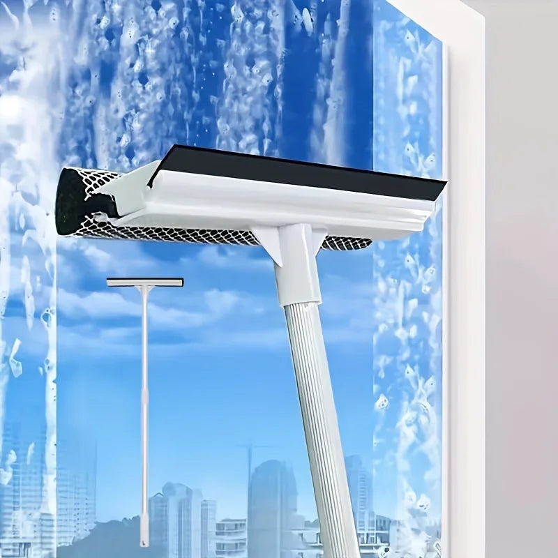 Squeegee Window Cleaner 2-in-1 – Retractable Pole Glass Brush for Car, Shower & Glass Door