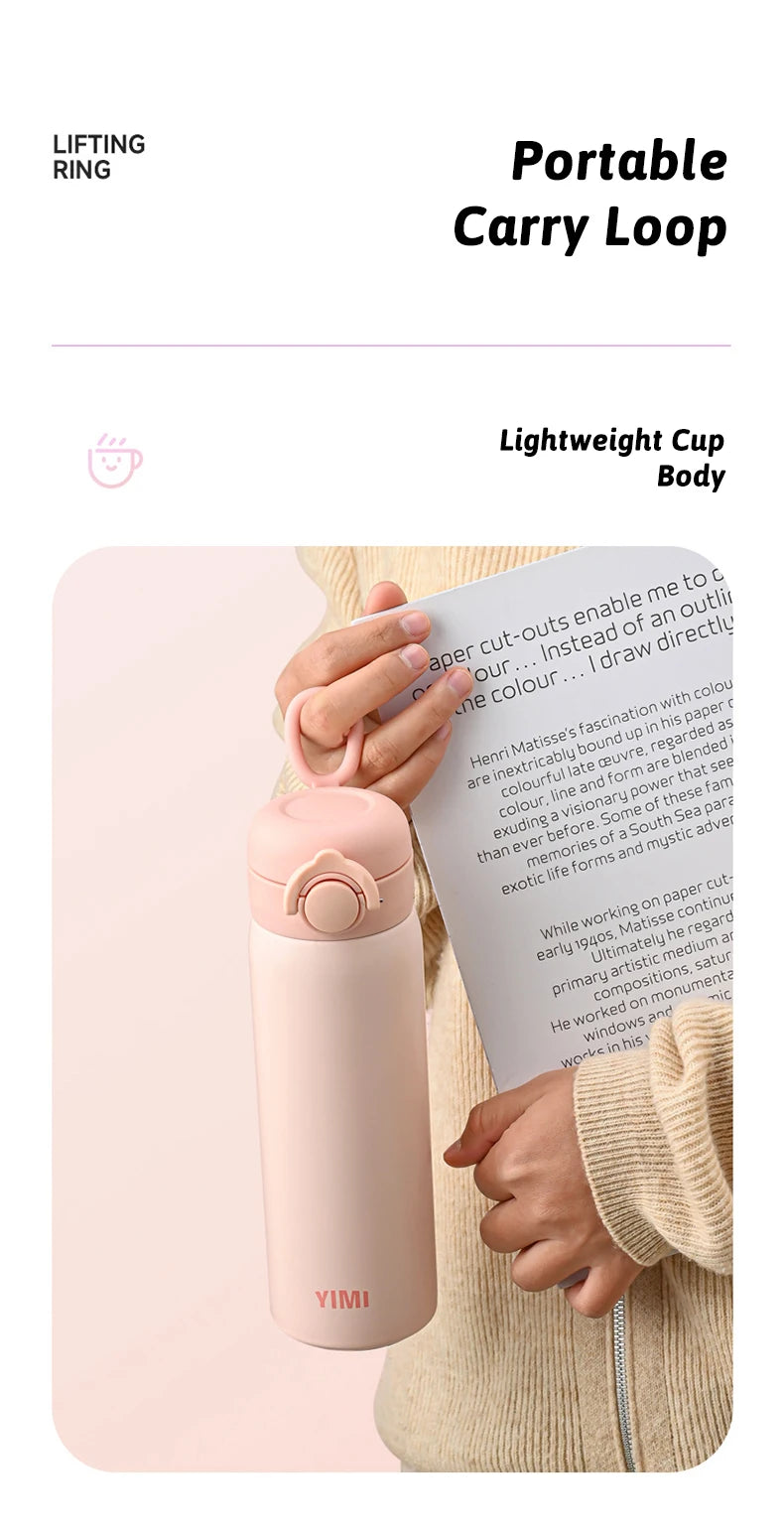 500ml 6-Layer Vacuum Thermos Tumbler – One-Touch Lid, 316 SS, Triple Seal Leakproof, Curved Spout, Soft-Touch Matte, 6 Colors