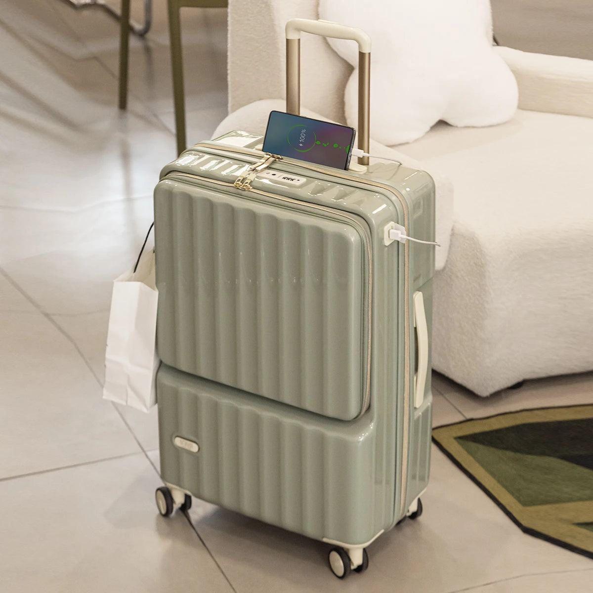 20/24" Multifunctional Trolley Carry-On Suitcase — Dry & Wet Separation, Customs Lock, Universal Wheels