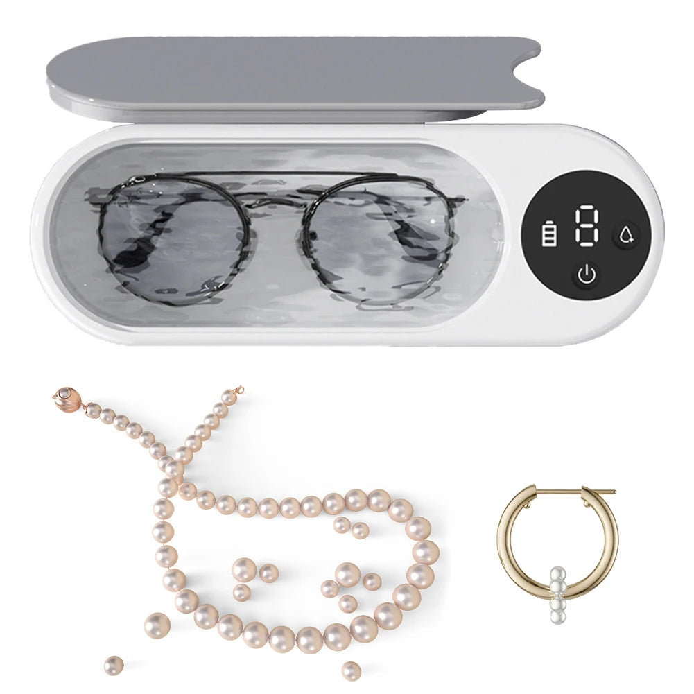 Portable Ultrasonic Jewelry & Glasses Cleaner — USB Rechargeable, 360° Deep Clean