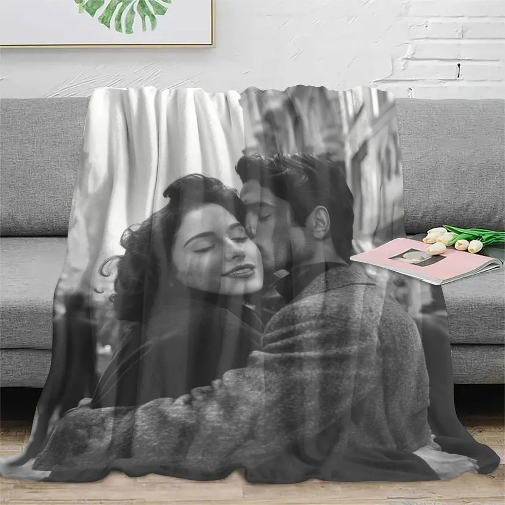 Custom Personalized Photo Blanket – Soft Warm Flannel with Your Photo, Sofa, Bed, Office & Travel Gift