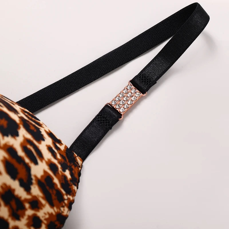 Sexy Leopard Print Push-Up Bra & Underwear Set