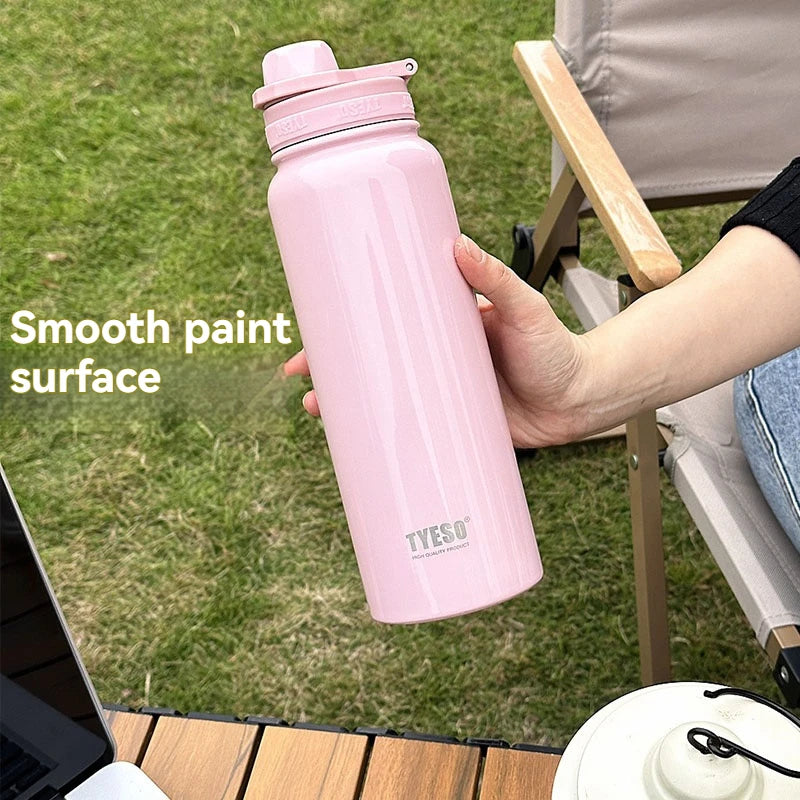 TYESO 304 SS Vacuum Thermos Bottle – Wide Mouth, Leakproof, 6–12Hr, 600–1200ml, 10+ Colors, Optional Cup Bag