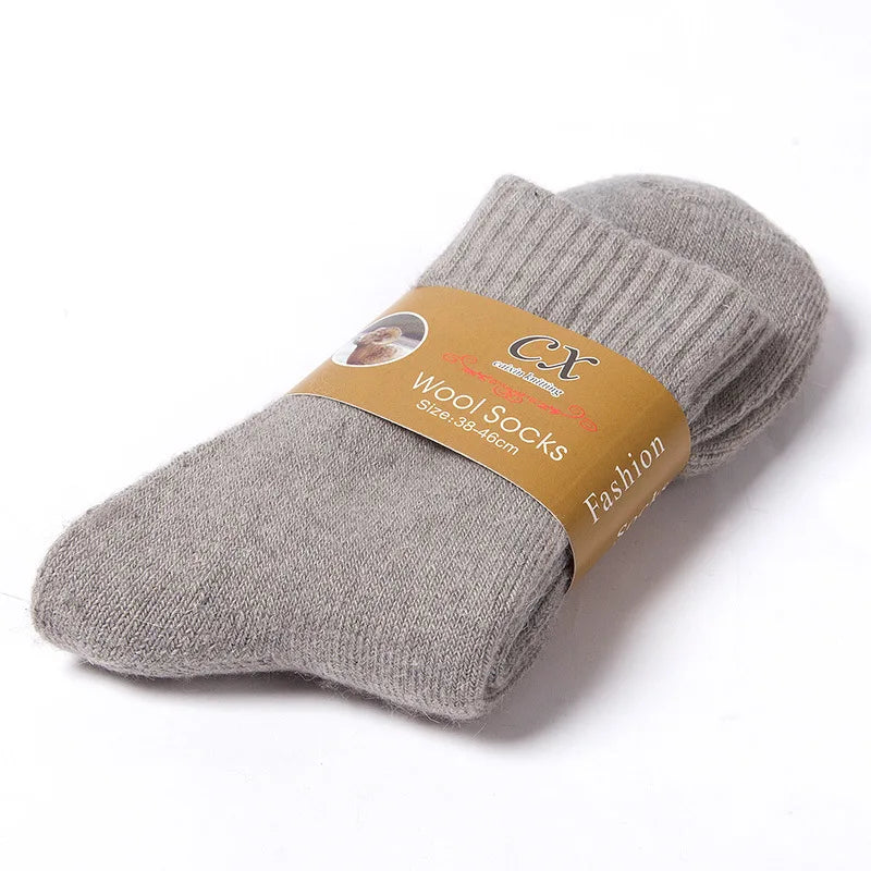 Thick Wool-Blend Winter Socks in Solid Colors
