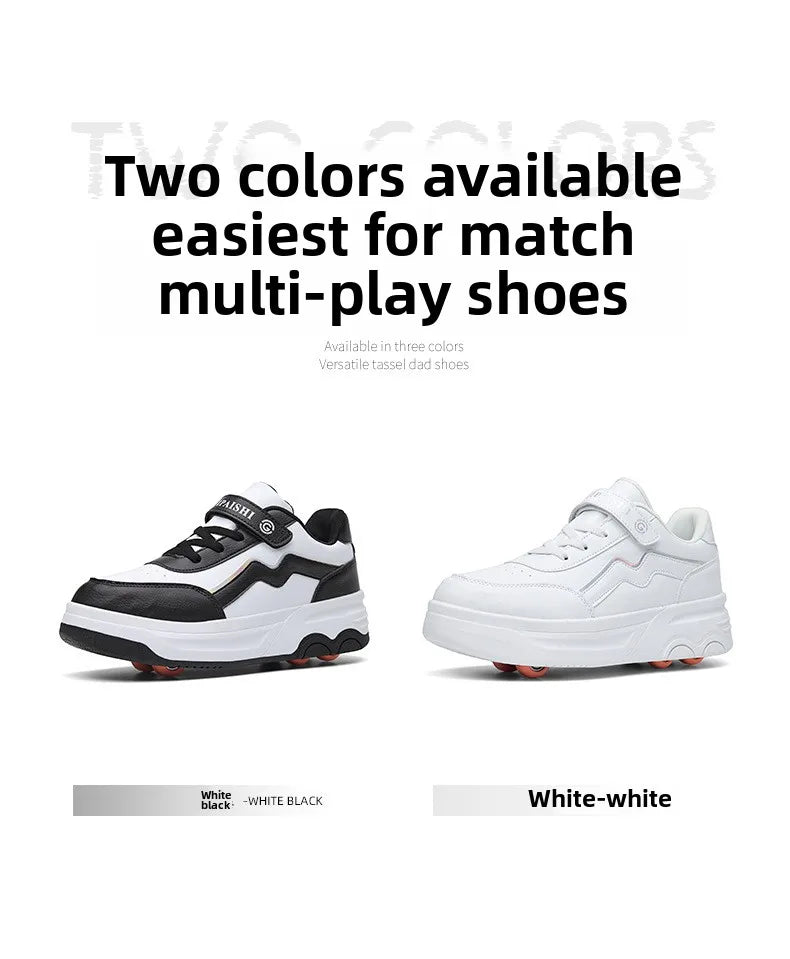 6-Wheel Children's Roller Skate Shoes – 2-in-1 Detachable Wheel Skating Parkour Racing Sneaker