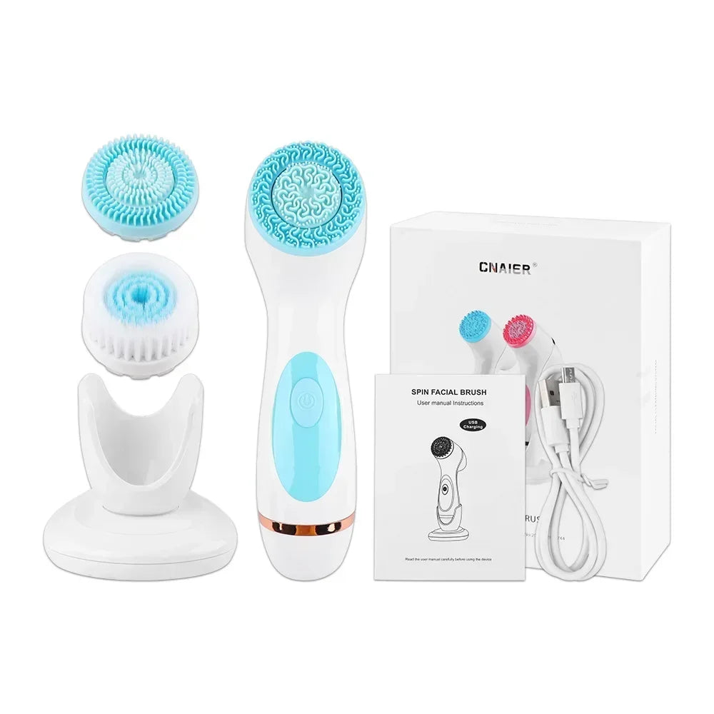 3-in-1 Electric Sonic Facial Cleansing Brush