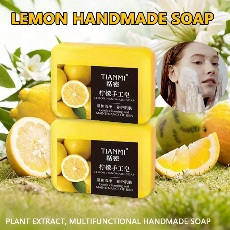 Lemon Handmade Soap Bar – Moisturizing & Cleansing for All Skin Types, 140g (2-Pack)