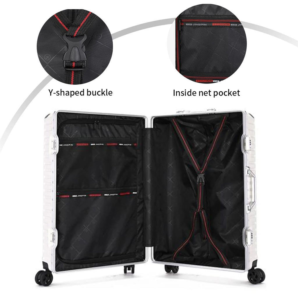 Aluminum Frame Trolley Luggage – USB & Combination Lock