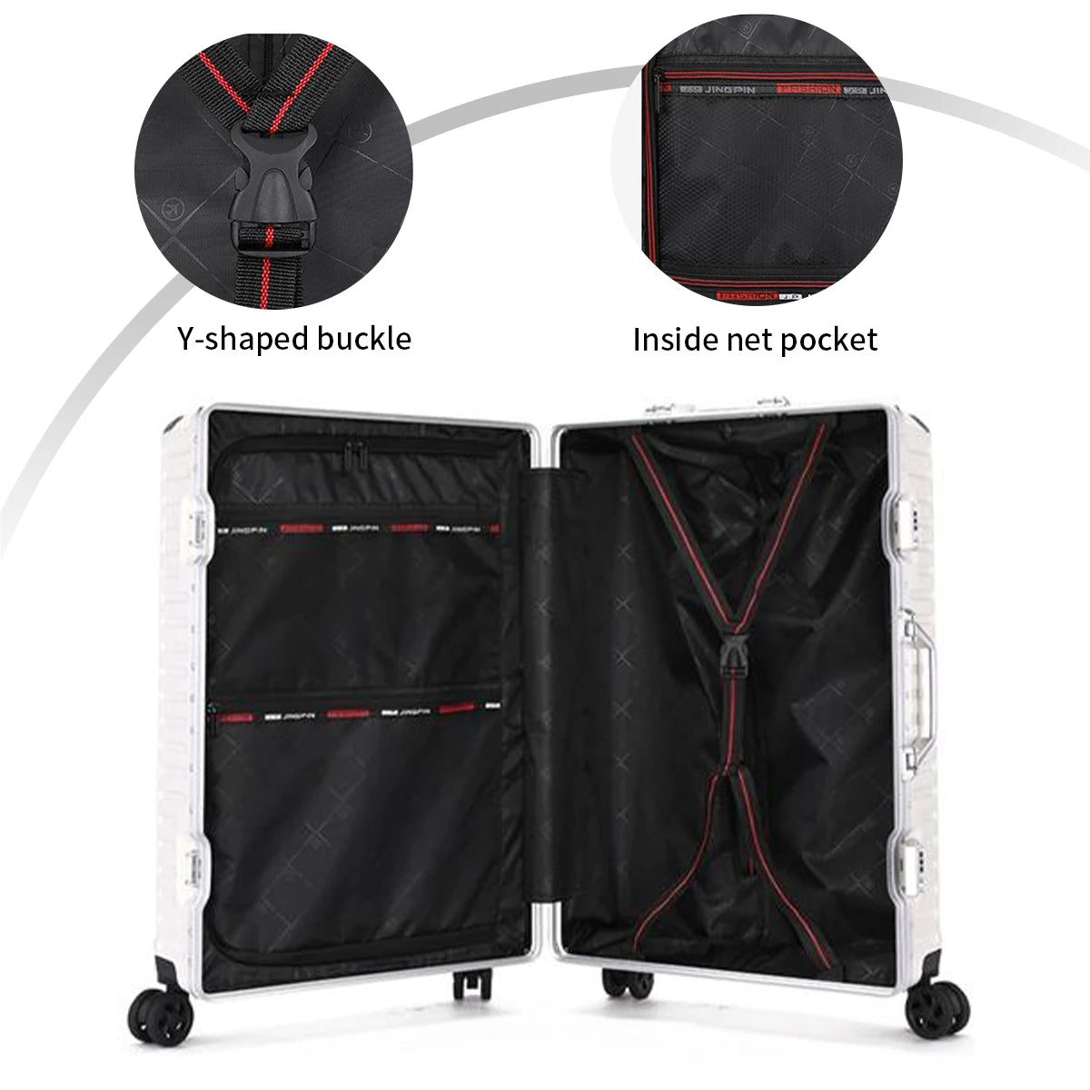 Aluminum Frame Trolley Luggage – USB & Combination Lock