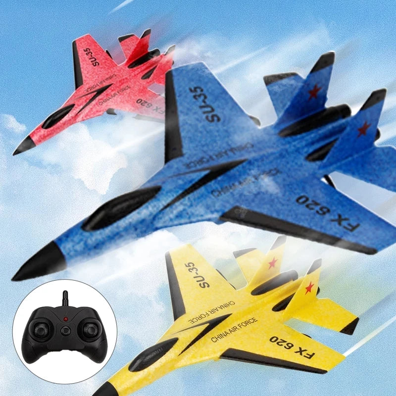 SU35 RC Glider Airplane – 2.4G Remote Control Fighter Plane with LED Lights for Kids
