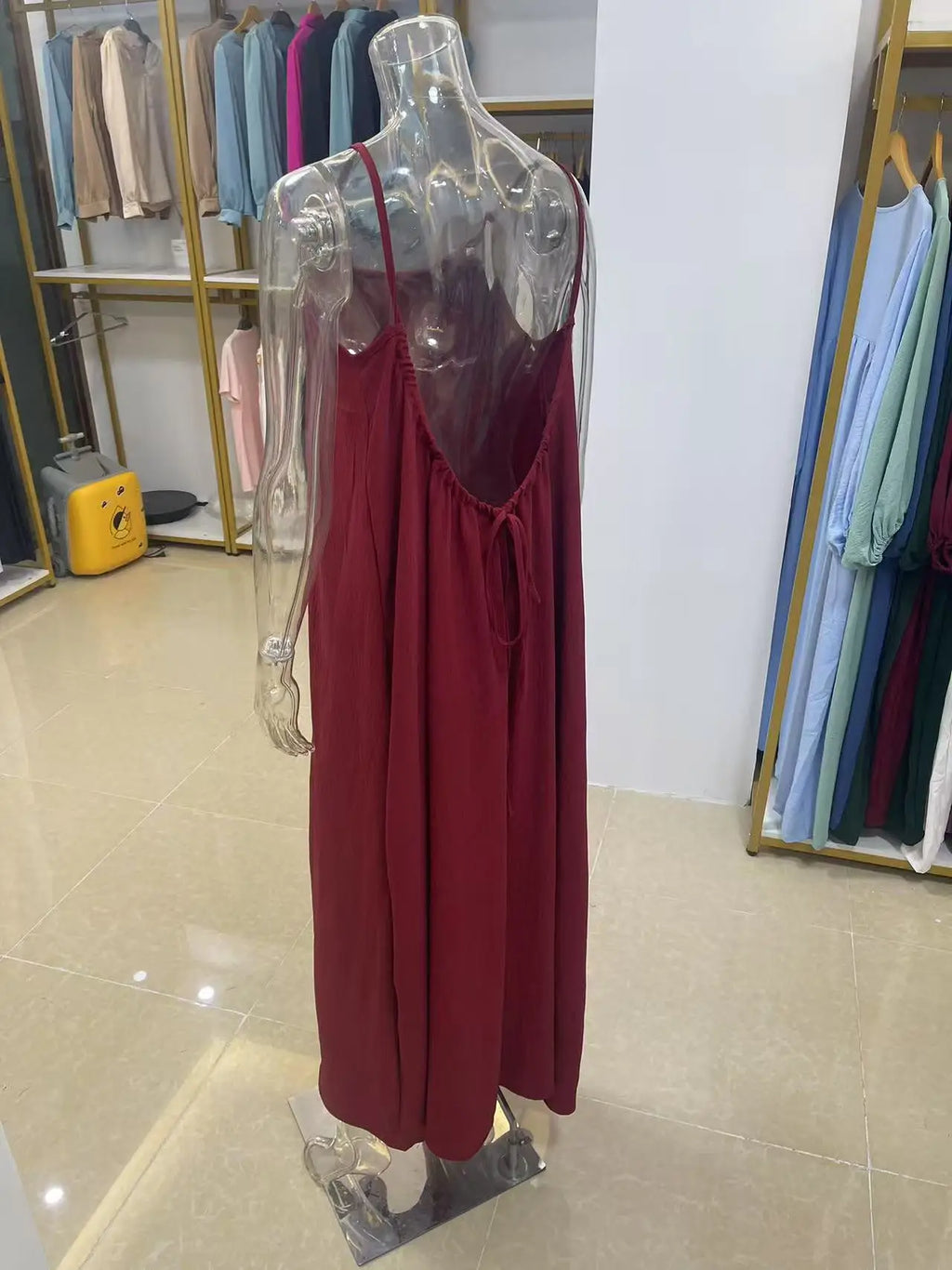 Women's Strapless Backless Loose Maxi Dress – Comfortable Sleepwear & Casual Home Dress