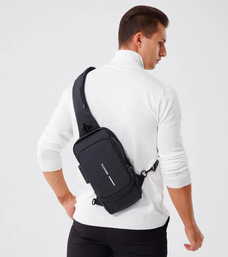 Men's Anti-Theft PU Leather Crossbody Bag – Multifunctional Shoulder & Chest Bag